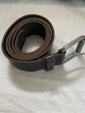 Men's Black Leather Belt with Metal Buckle